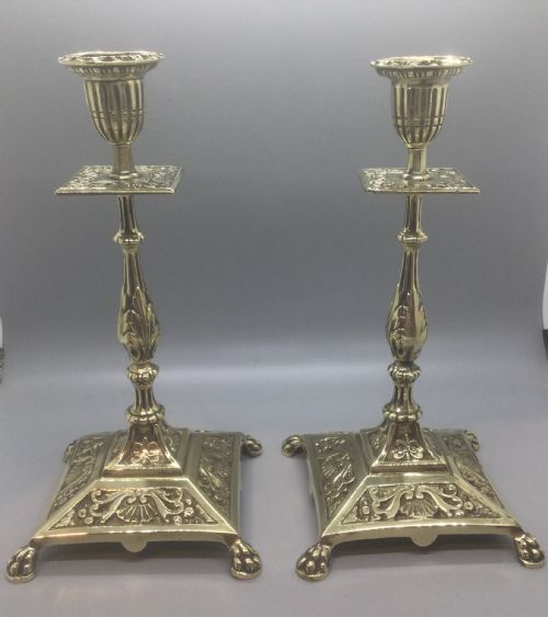 LATE 19THC FRENCH BRASS CANDLESTICKS C1880 - ADDITIONAL PHOTO 2