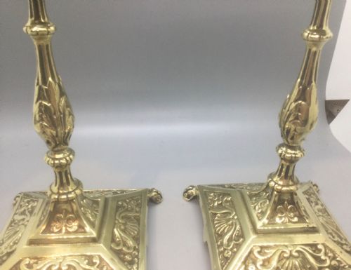 LATE 19THC FRENCH BRASS CANDLESTICKS C1880 - ADDITIONAL PHOTO 3