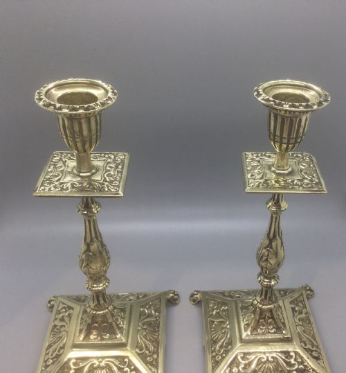 LATE 19THC FRENCH BRASS CANDLESTICKS C1880 - ADDITIONAL PHOTO 11