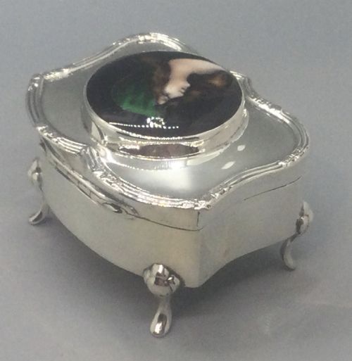 EDWARDIAN SILVER PORCELAIN ENAMEL JEWEL BOX BIRMINGHAM 1907 - ADDITIONAL PHOTO 2