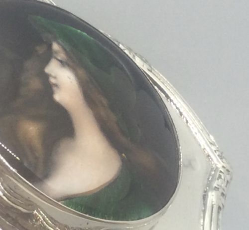 EDWARDIAN SILVER PORCELAIN ENAMEL JEWEL BOX BIRMINGHAM 1907 - ADDITIONAL PHOTO 11
