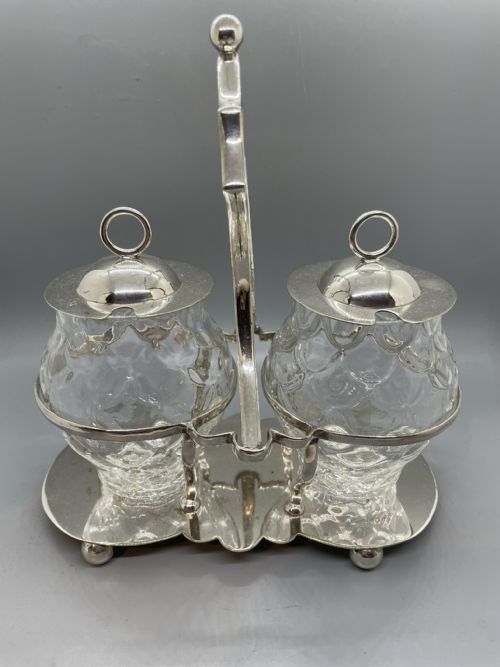 LATE VICTORIAN SILVER PLATED CONDIMENT STAND C1900 - ADDITIONAL PHOTO 1