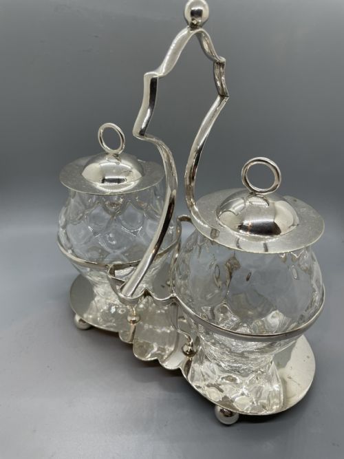 LATE VICTORIAN SILVER PLATED CONDIMENT STAND C1900 - ADDITIONAL PHOTO 3