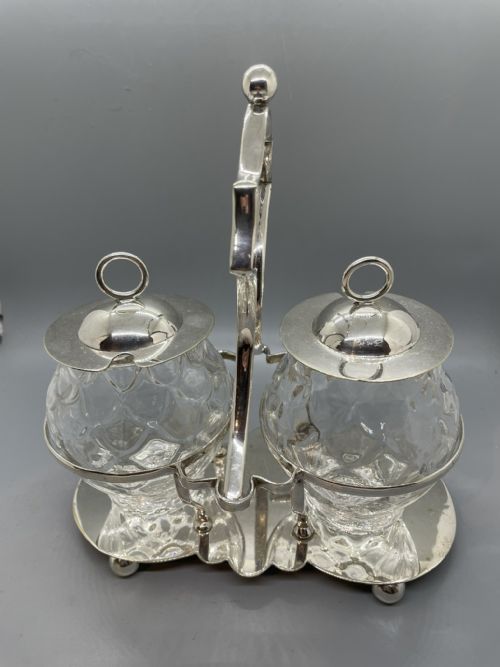 LATE VICTORIAN SILVER PLATED CONDIMENT STAND C1900 - ADDITIONAL PHOTO 4