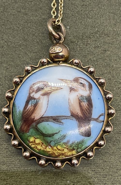 LATE 19THC 9CT ENAMEL PENDANT C1900 - ADDITIONAL PHOTO 1