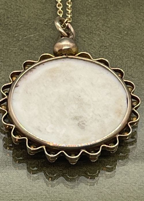 LATE 19THC 9CT ENAMEL PENDANT C1900 - ADDITIONAL PHOTO 3