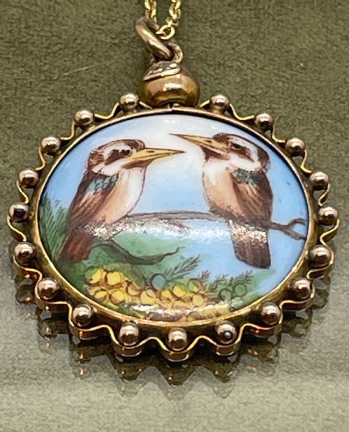LATE 19THC 9CT ENAMEL PENDANT C1900 - ADDITIONAL PHOTO 4