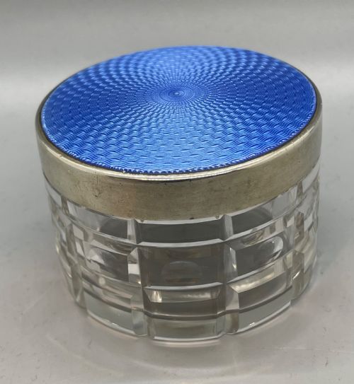 DECO ERA SILVER ENAMEL JAR BOX BIRMINGHAM 1936 - ADDITIONAL PHOTO 1