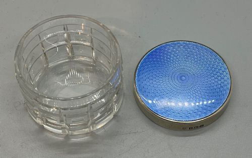 DECO ERA SILVER ENAMEL JAR BOX BIRMINGHAM 1936 - ADDITIONAL PHOTO 2