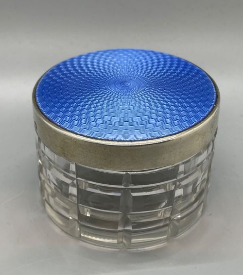 DECO ERA SILVER ENAMEL JAR BOX BIRMINGHAM 1936 - ADDITIONAL PHOTO 6