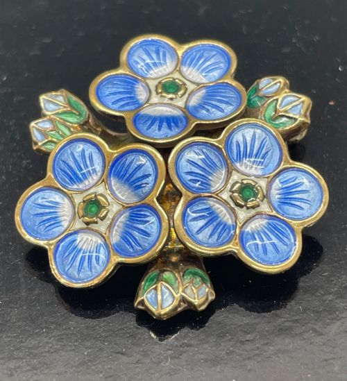 David Andersen Norway Silver Gilt Enamel Brooch C1930