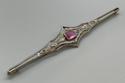 Edwardian Silver Gilt Paste Brooch C1910