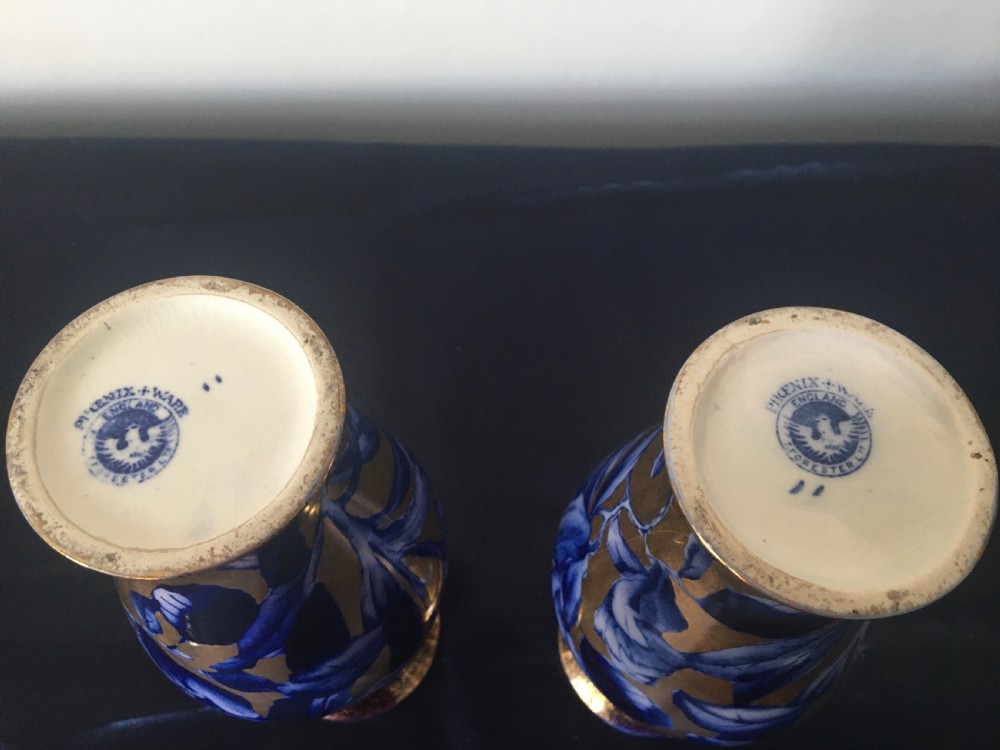 Pair of Phoenix Ware Blue & Gold Vases by Thomas Forester 1891-1912 View III