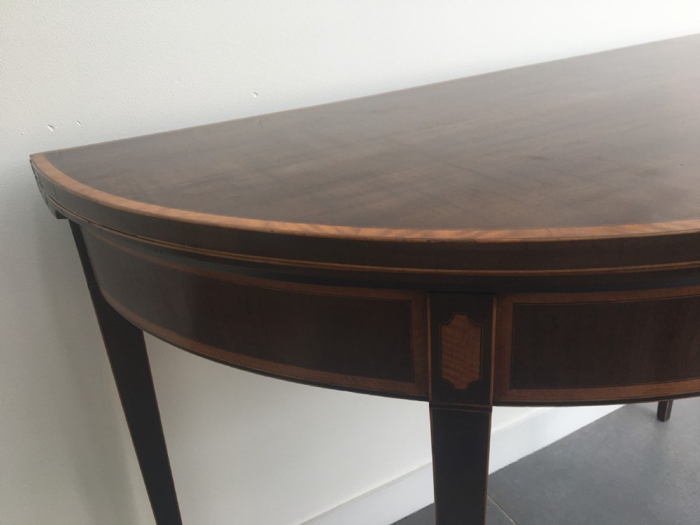 Early 19thC mahogany demi lune folding card table c1820 View IV