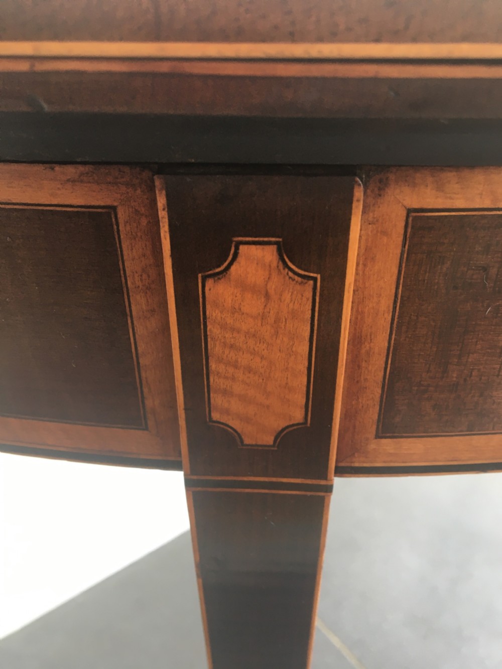Early 19thC mahogany demi lune folding card table c1820 View XI