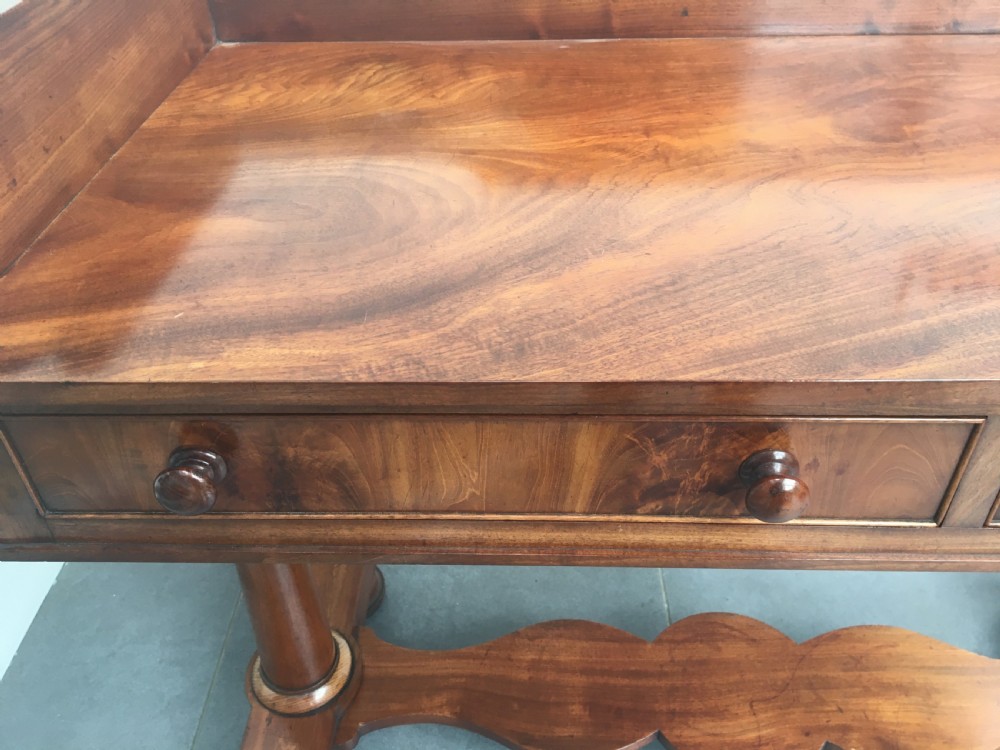 Mid 19thC mahogany side table with raised surround c1860 View VII