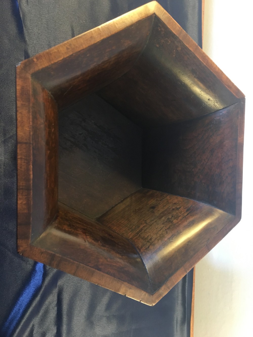 C1900 Oriental hardwood hexagonal planter with inlaid scenes View VII