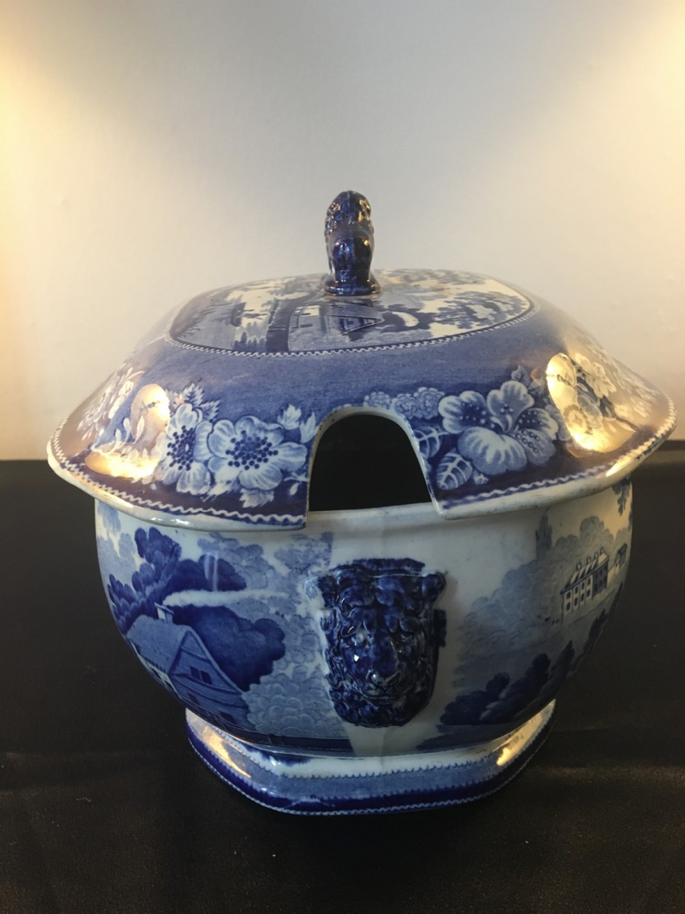 Mid 19th blue and white Middlesbrough Pottery soup tureen View II