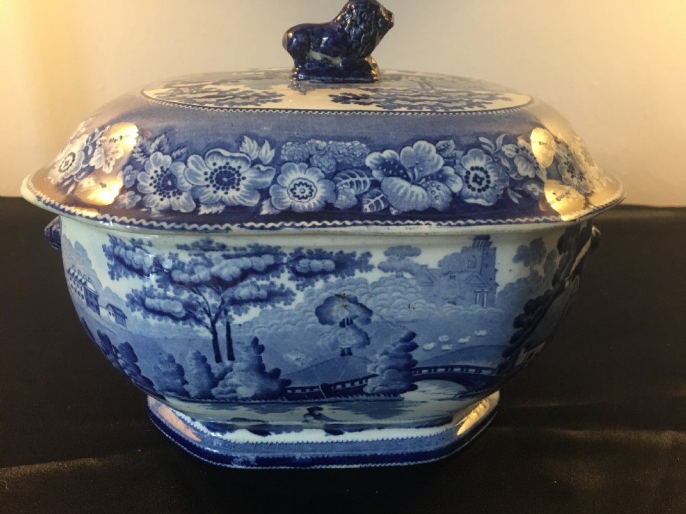 Mid 19th blue and white Middlesbrough Pottery soup tureen View IV