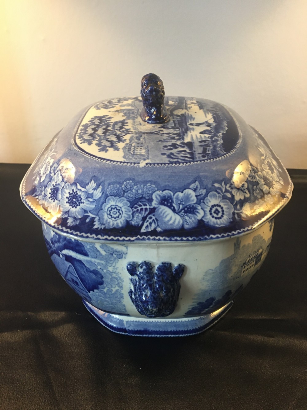 Mid 19th blue and white Middlesbrough Pottery soup tureen View V