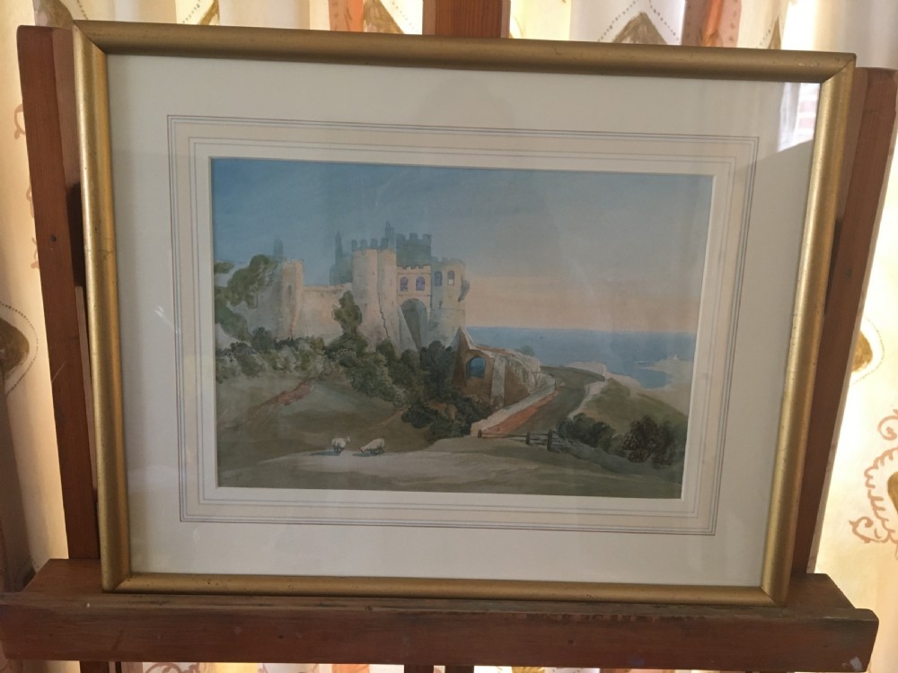 Early 19c watercolour of a castle and landscape c1840 View II