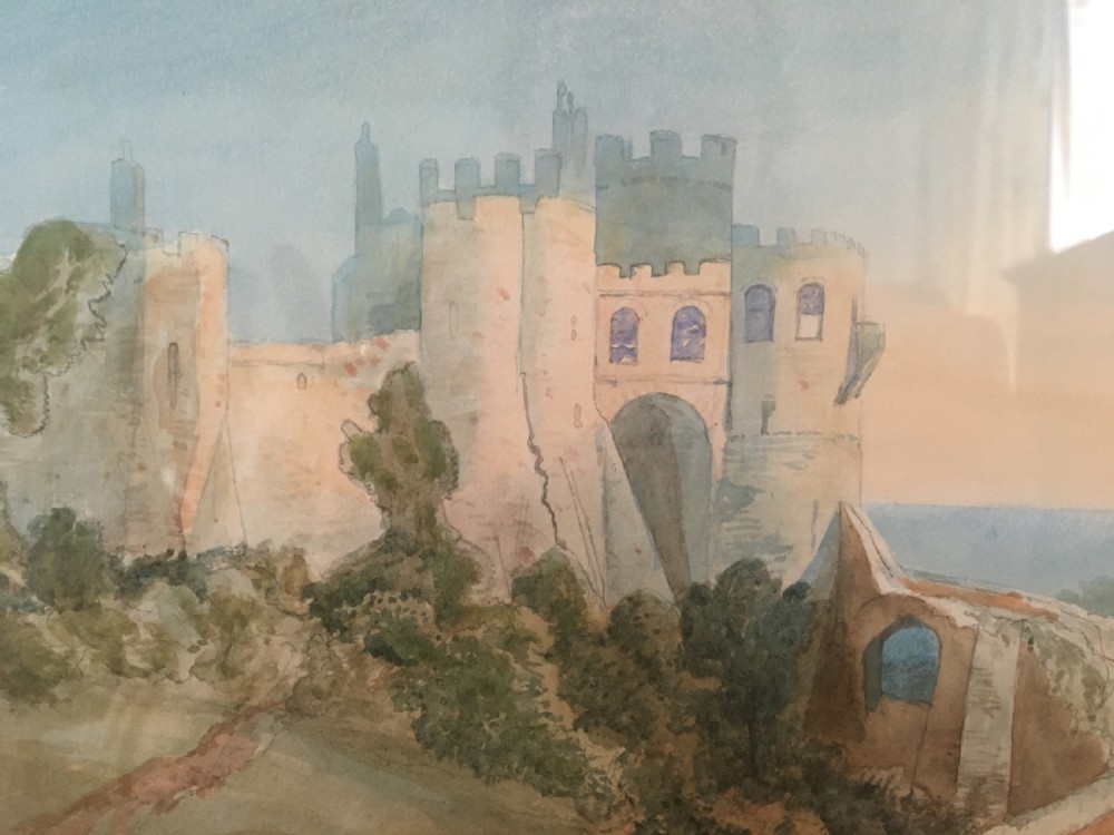Early 19c watercolour of a castle and landscape c1840 View III