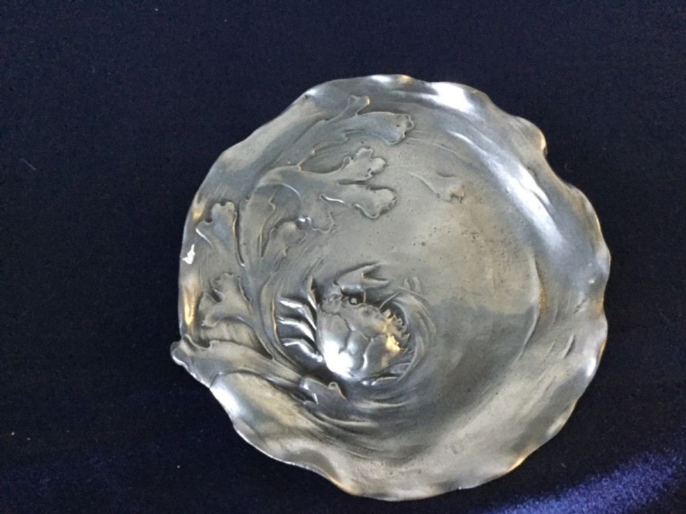 Art Nouveau pewter dish by Orivit c1900