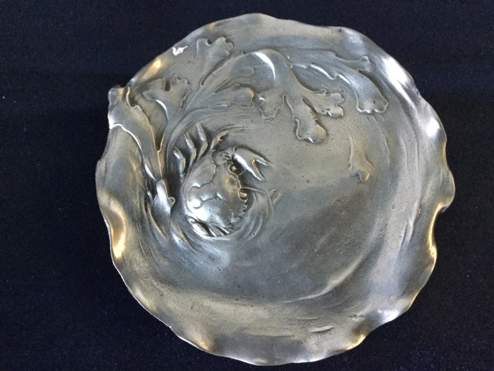 Art Nouveau pewter dish by Orivit c1900 View IV