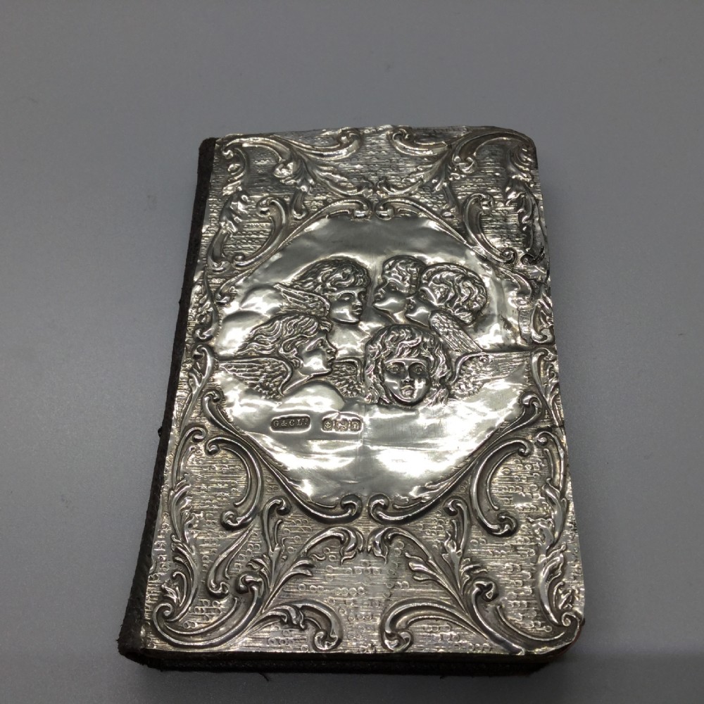 Edwardian silver front leather bound prayer book Birmingham 1905 Green & Cadbury Ltd