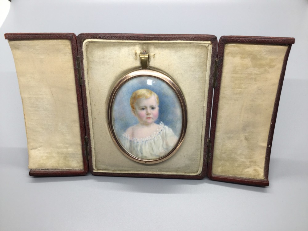 Edwardian watercolour miniature on ivory by Eleanor M Ross C1900