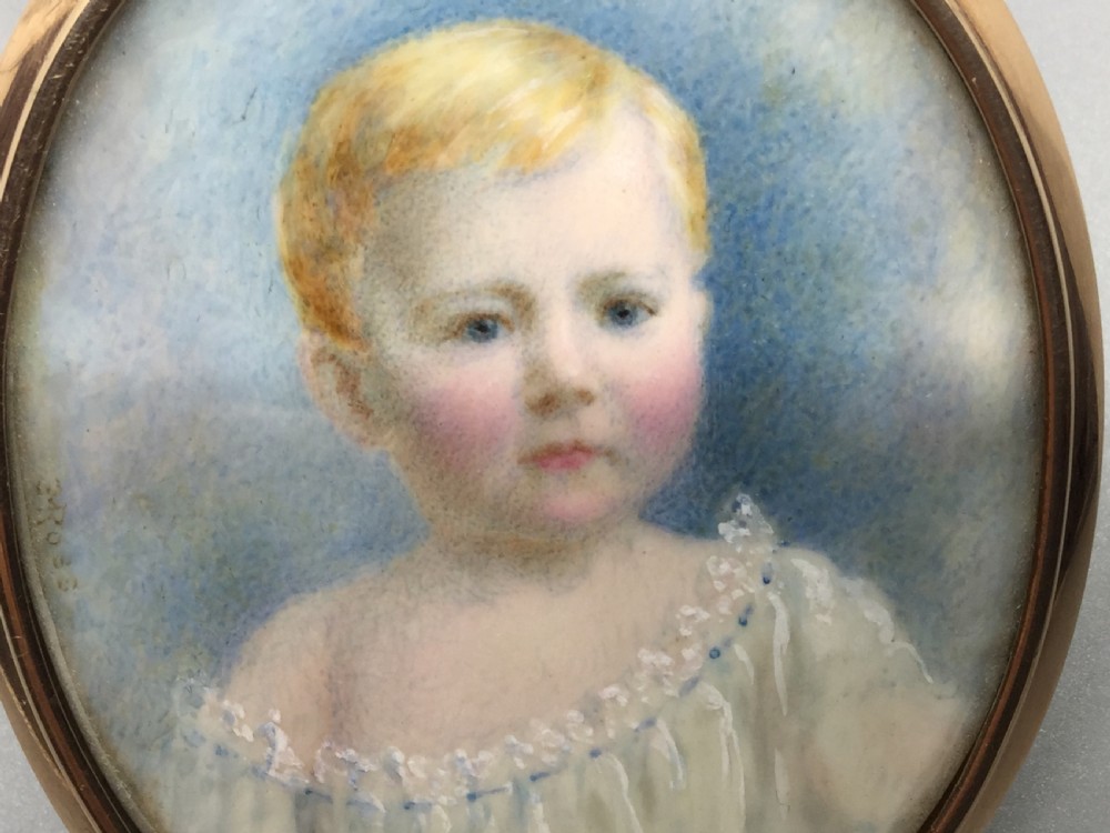 Edwardian watercolour miniature on ivory by Eleanor M Ross C1900 View VIII