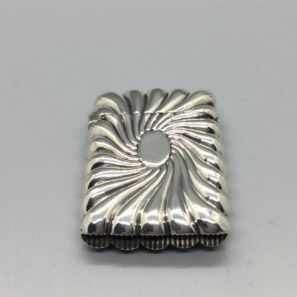 Victorian silver vesta case Birmingham 1888 Matthew Boulton