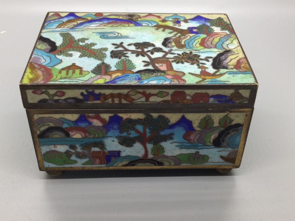 19thC ANTIQUE CLOISONNÉ ENAMEL BOX