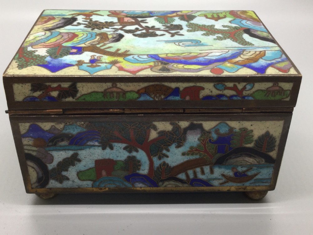 19thC ANTIQUE CLOISONNÉ ENAMEL BOX View X