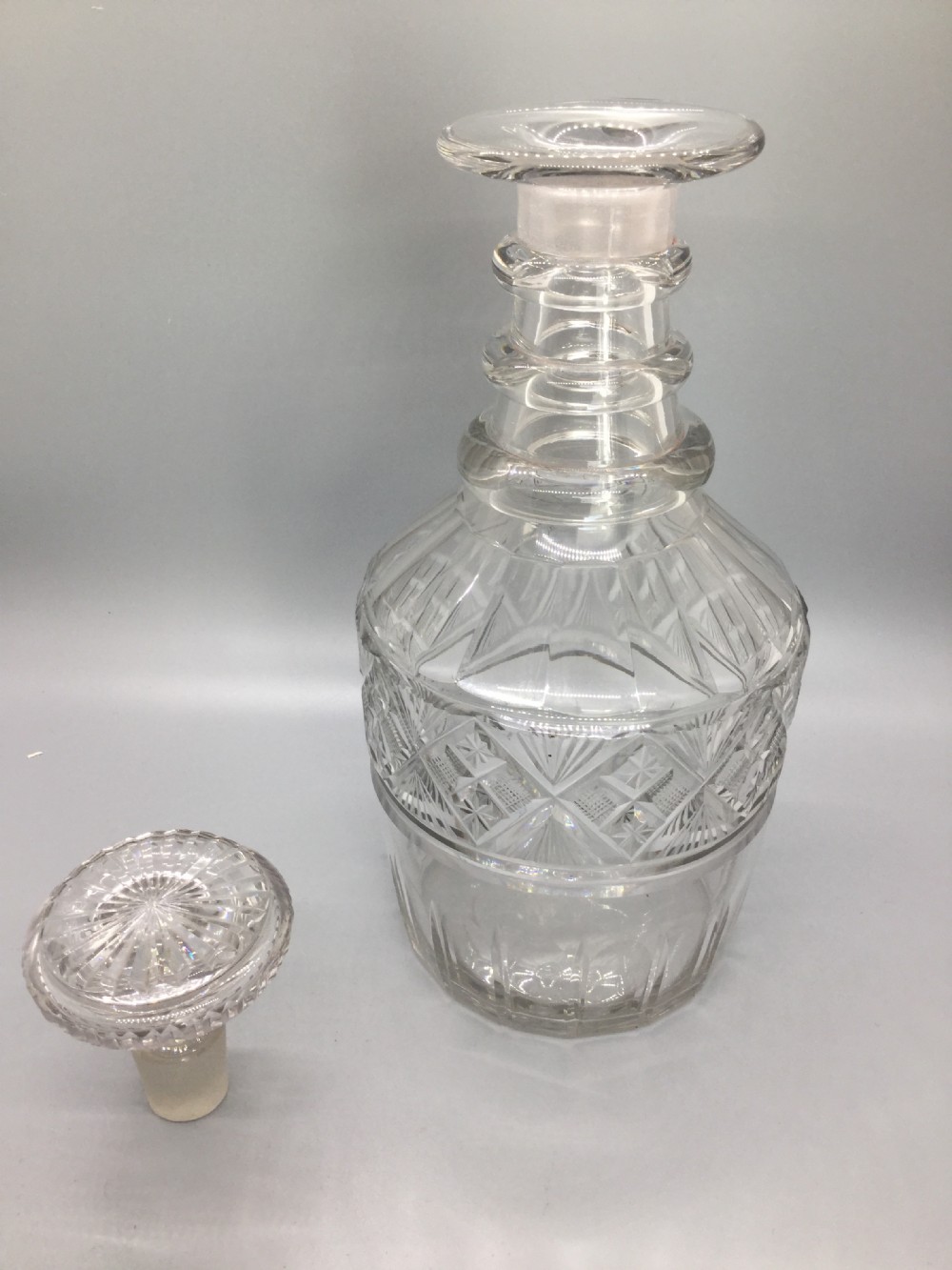 Late Regency pair of cut lead crystal decanters c1830 View VI