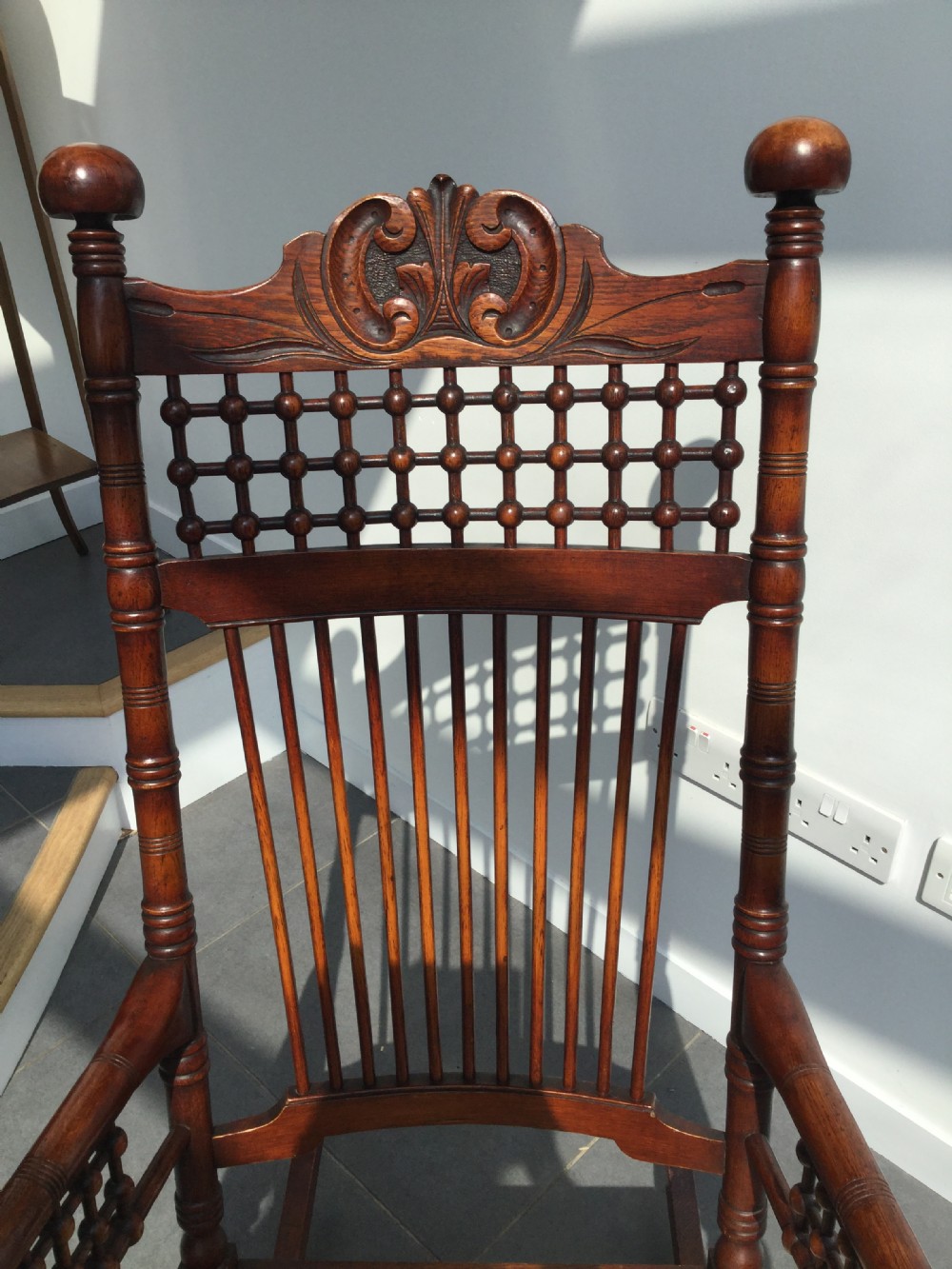 Late 19thC Arts & Crafts oak rocking chair c1880 View VI