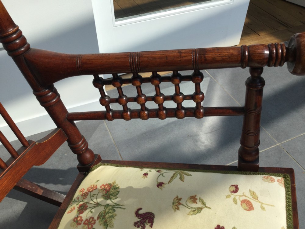 Late 19thC Arts & Crafts oak rocking chair c1880 View VII