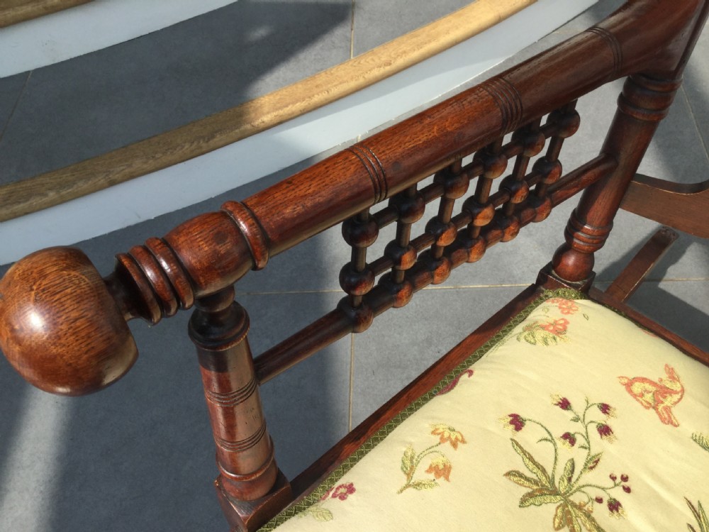 Late 19thC Arts & Crafts oak rocking chair c1880 View VIII