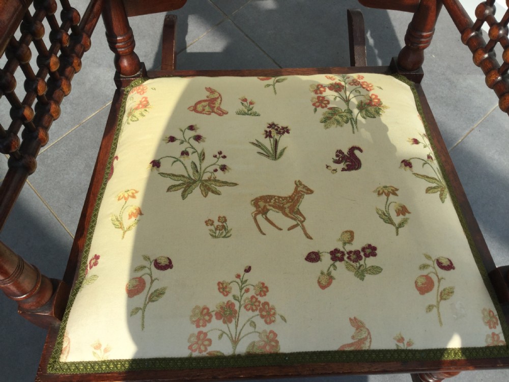 Late 19thC Arts & Crafts oak rocking chair c1880 View IX