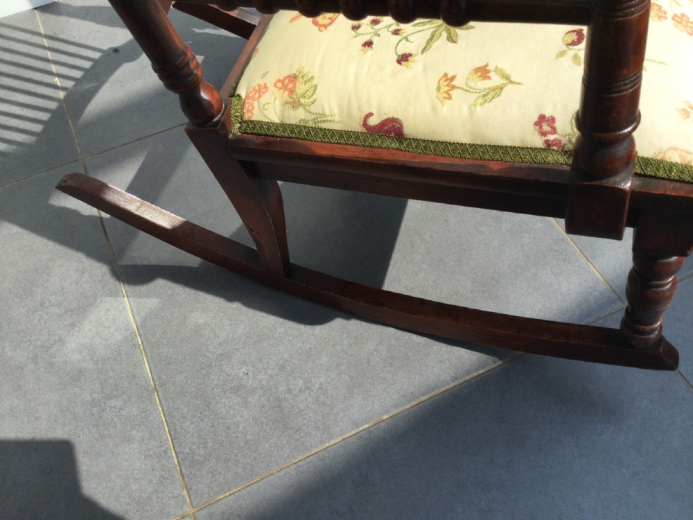Late 19thC Arts & Crafts oak rocking chair c1880 View XI