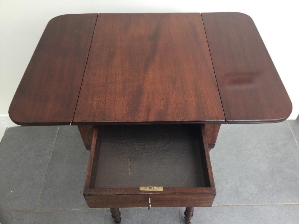 Georgian mahogany drop flap work table c1800 View IV