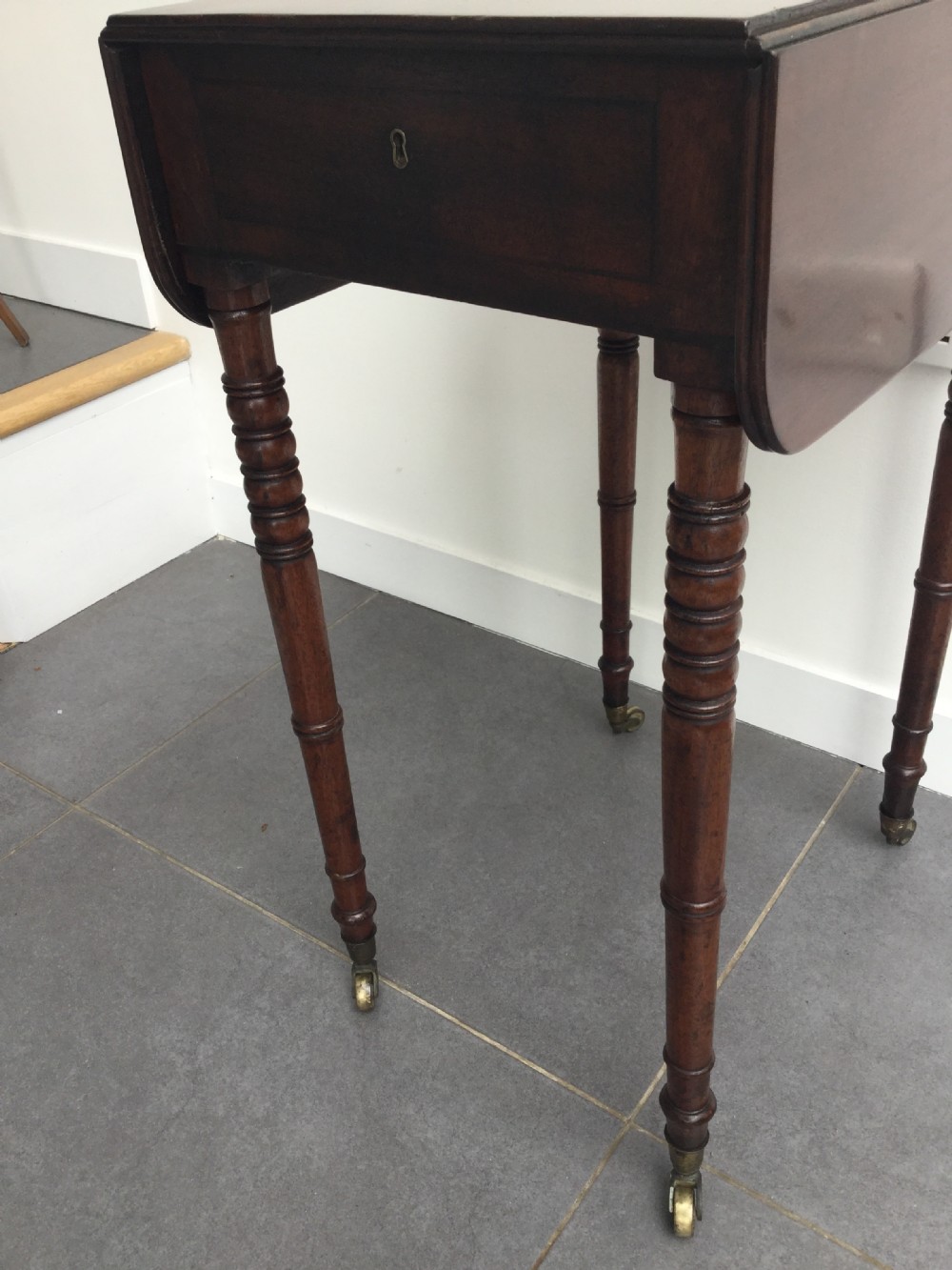 Georgian mahogany drop flap work table c1800 View VIII