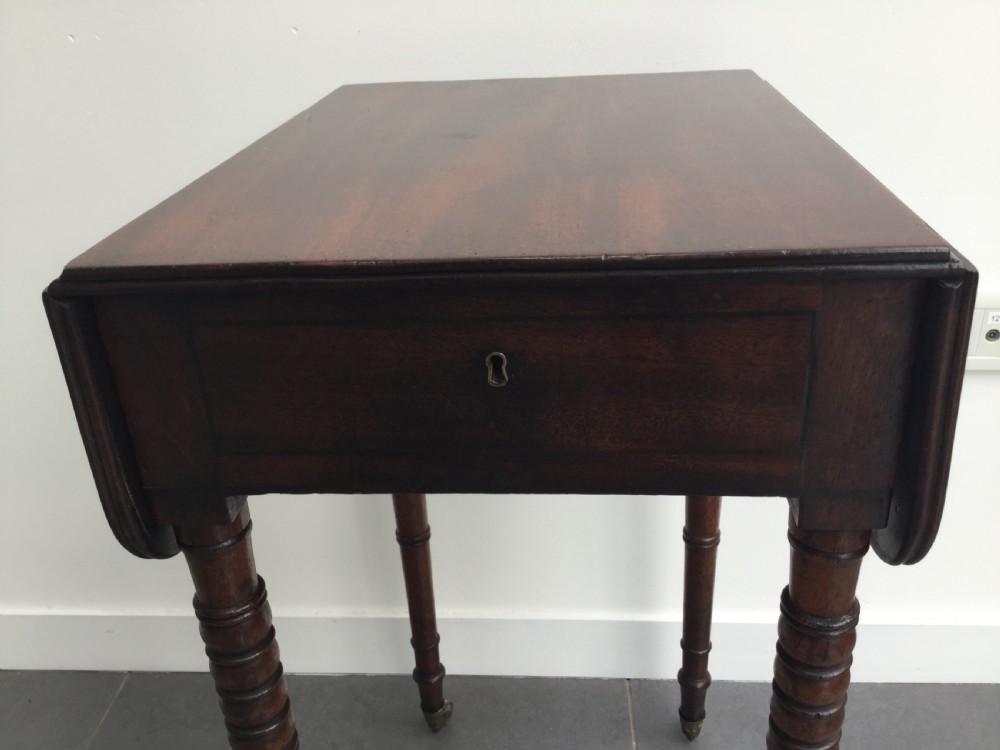 Georgian mahogany drop flap work table c1800 View IX