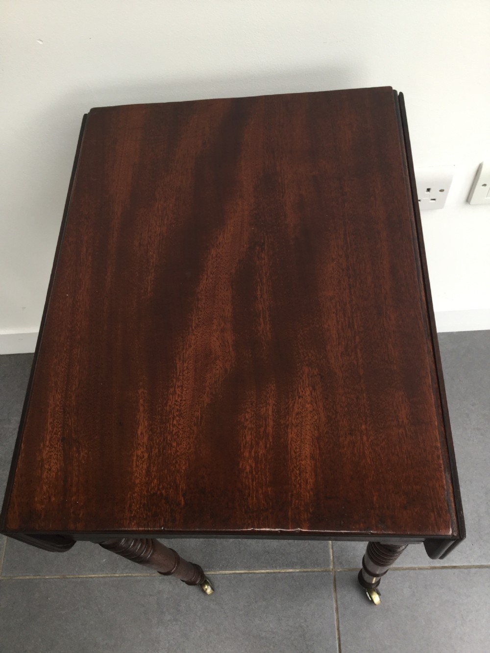 Georgian mahogany drop flap work table c1800 View X