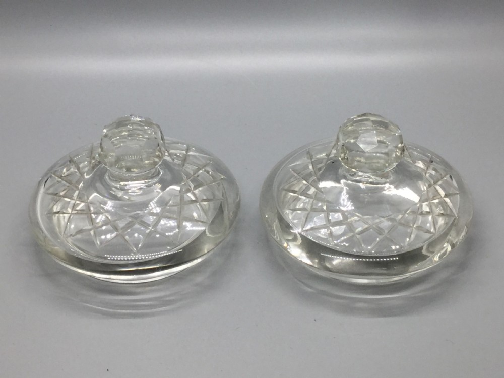 Edwardian pair of cut lead crystal bonbonniere vases c1910 View IV