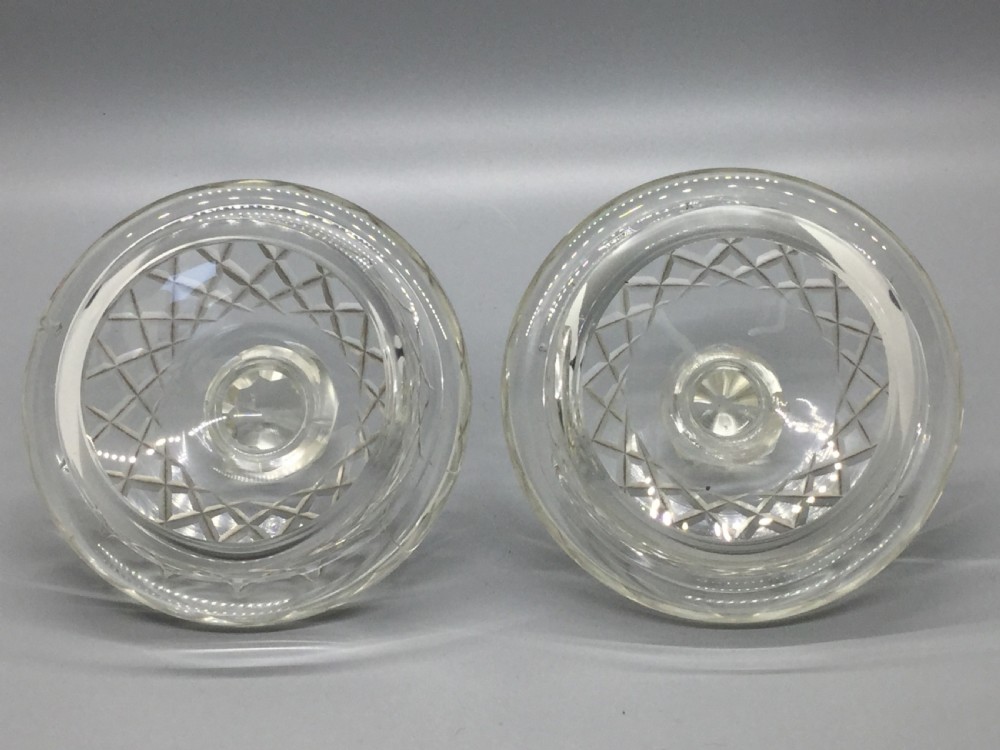 Edwardian pair of cut lead crystal bonbonniere vases c1910 View VI