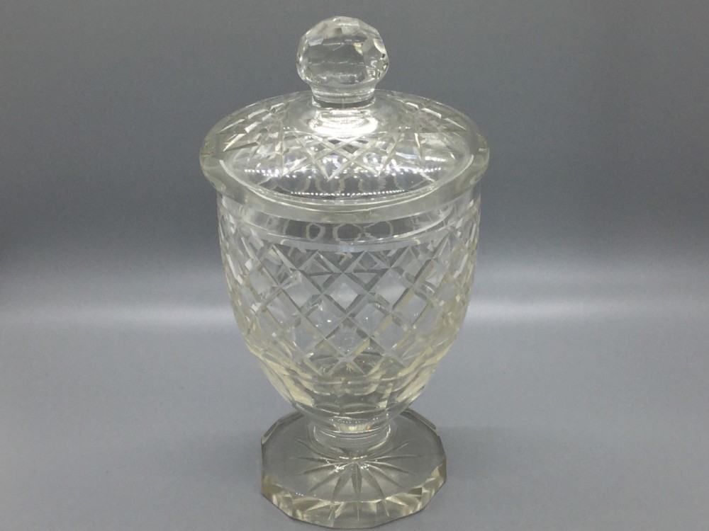 Edwardian pair of cut lead crystal bonbonniere vases c1910 View VII