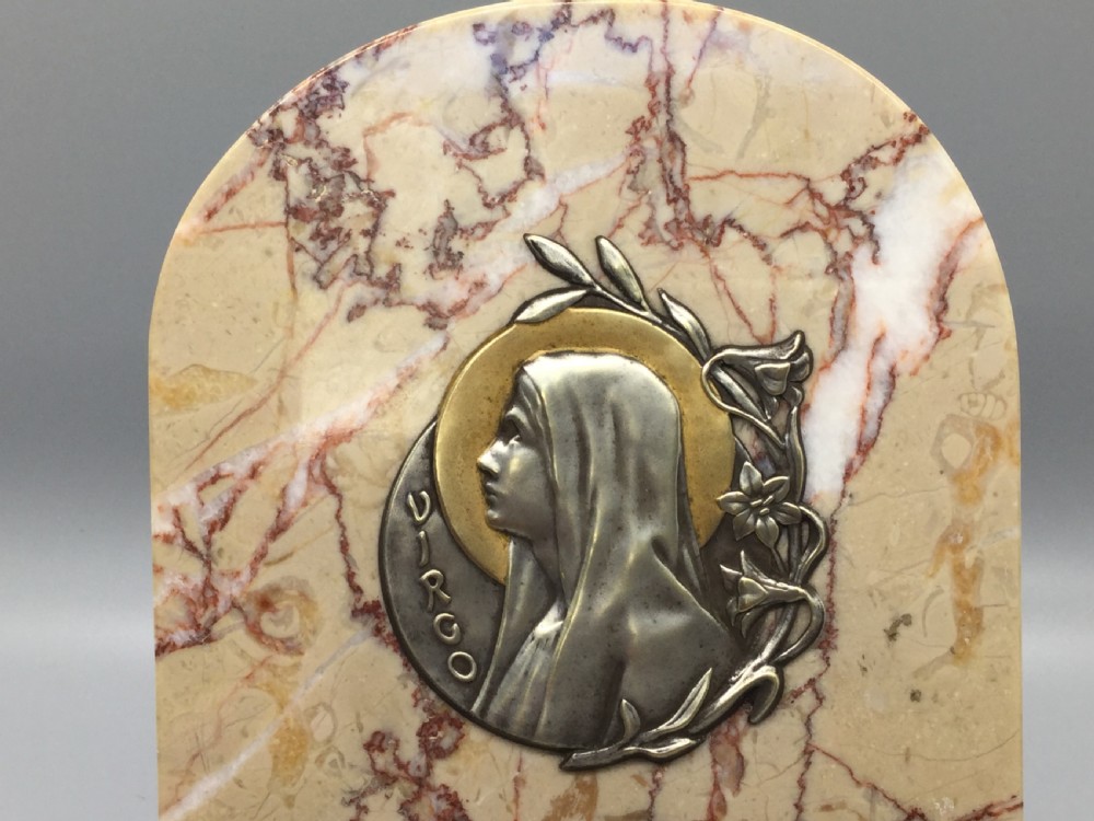 Late 19thC French marble holy water font and plaque c1880 View VII