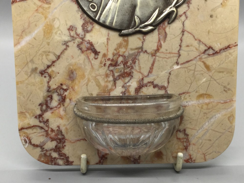 Late 19thC French marble holy water font and plaque c1880 View VIII