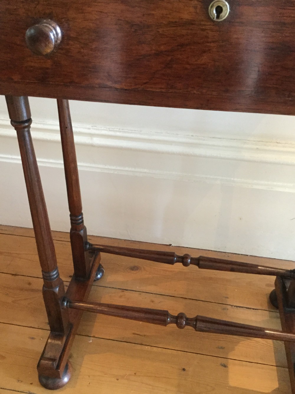 Early Victorian rosewood side work table c1840 View X
